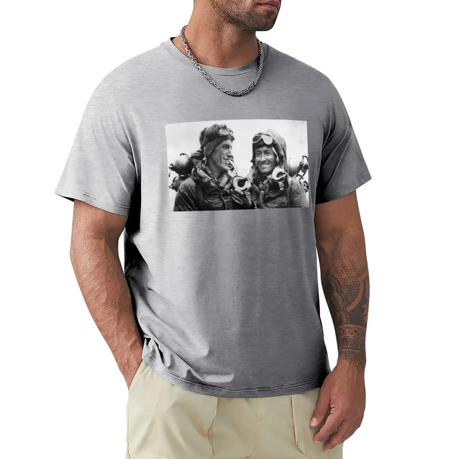 Edmund Hillary Tenzing Norgay After Everest Ascent 1953 T-Shirt cute tops anime mens cotton t shirts