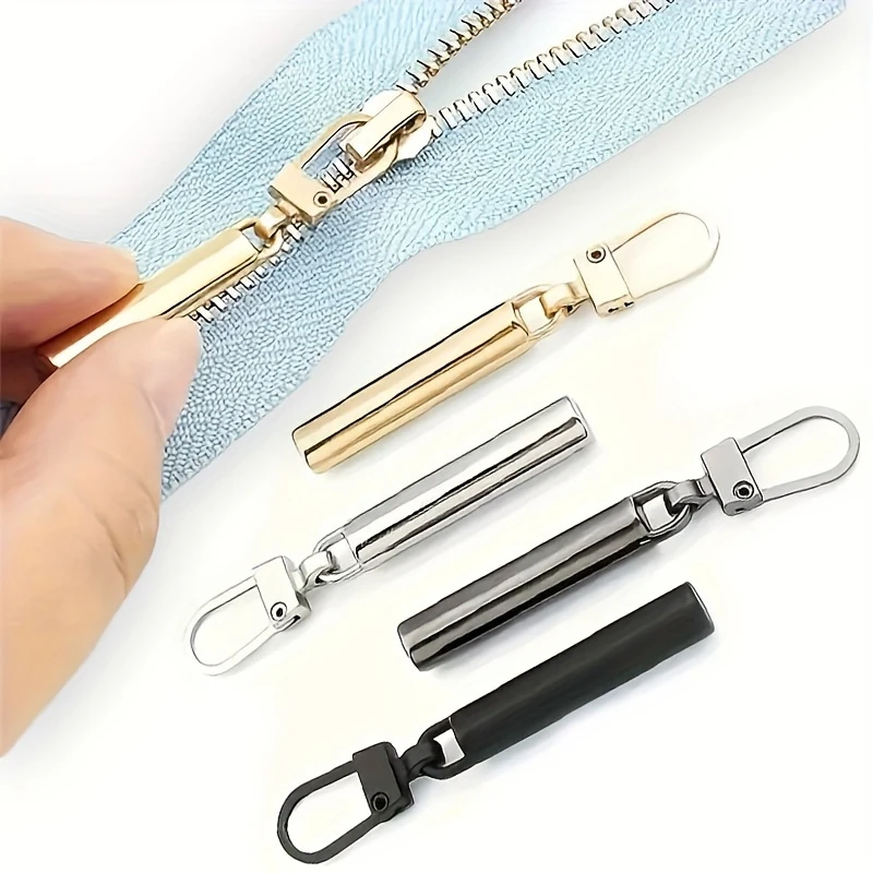 4pcs Detachable Metal Zipper Pullers for Zipper Sliders Head Zipper Pull Tab DIY Sewing Bags Down Jacket Zippers Repair Kits