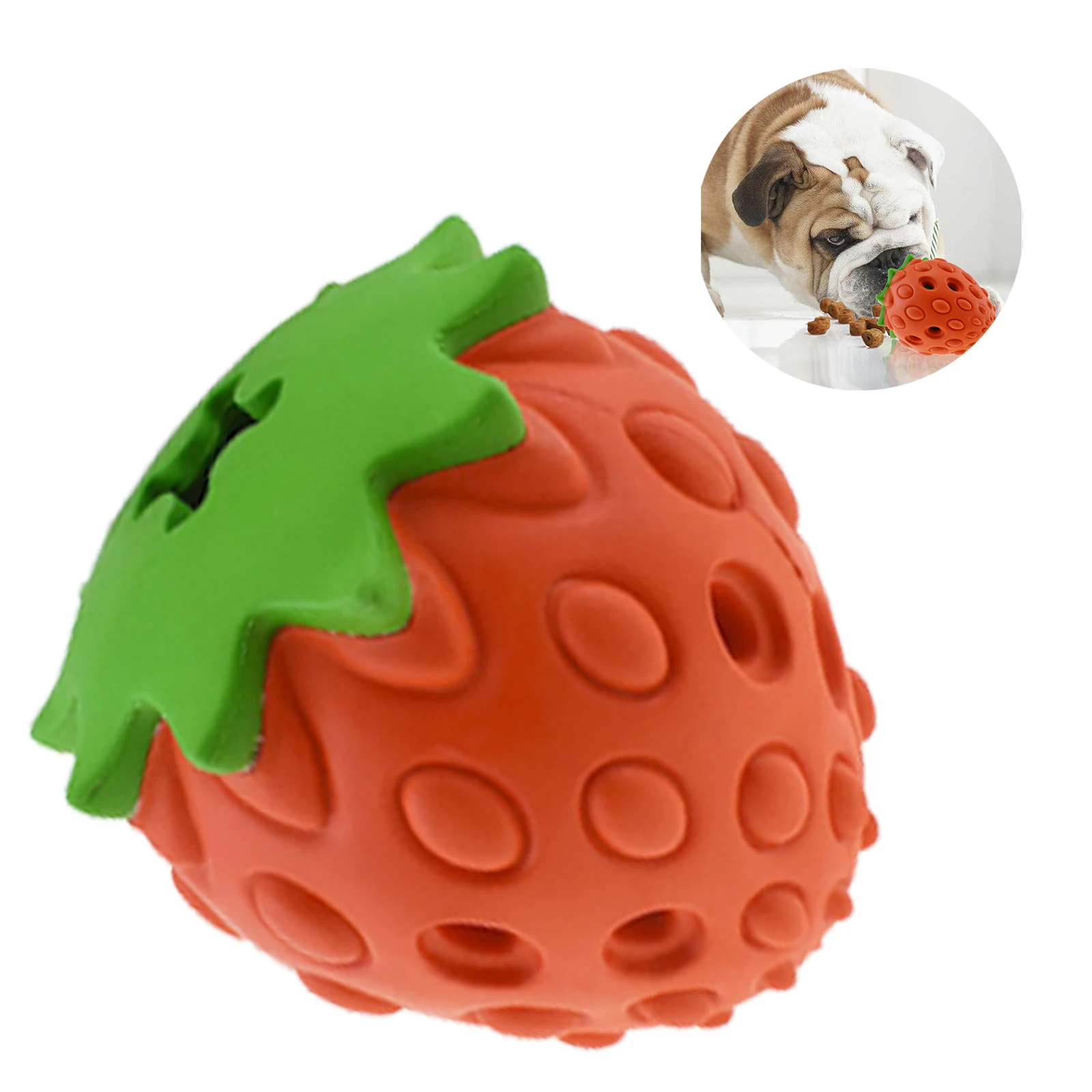 Training Cute Pet Supplies Interactive Ball Portable Dog Toy Slow Feeder Treat Dispenser Rabbit Bite Resistant Puppy Strawberry