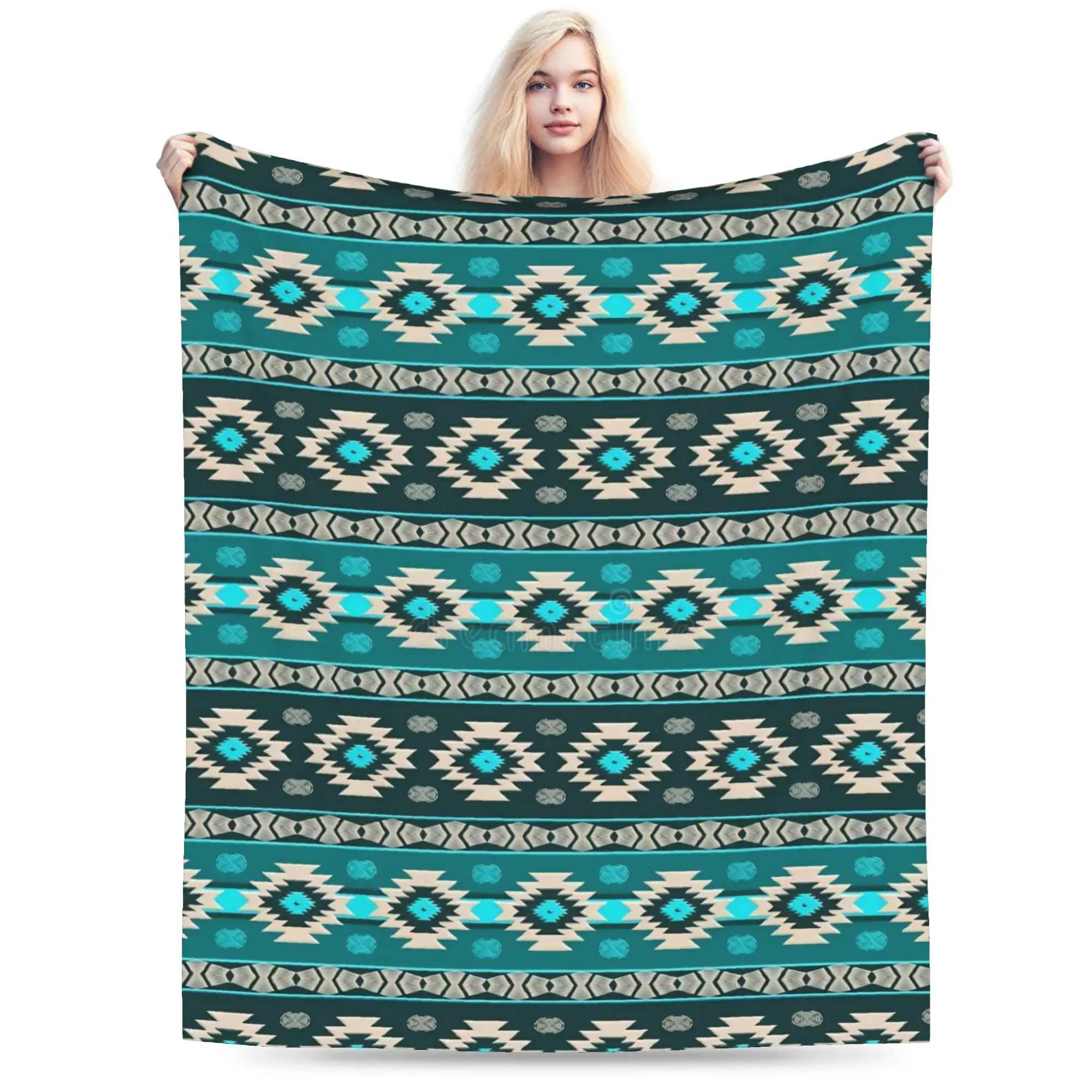 Southwestern Aztec Tribal Merch Blanket Soft Fleece  Throw Blankets Relax Plush Thin Quilt