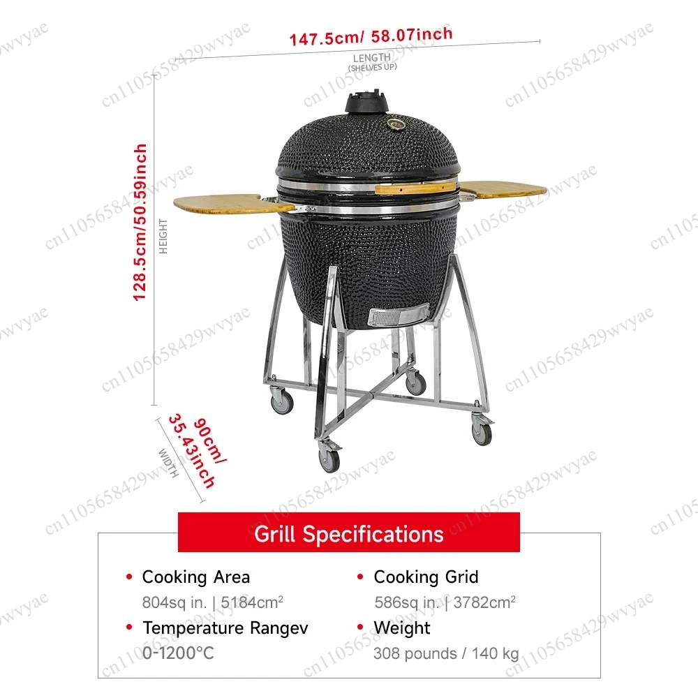 

Modern Green Ceramic Shaped Grill Steel Frame Outdoor BBQ Grill