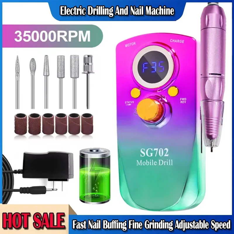 Oplaadbare elektrische nagelboormachine met USB-aansluiting Nagellakremover Boorset Manicureschuurmachine Geluidsarme vijlmanicure