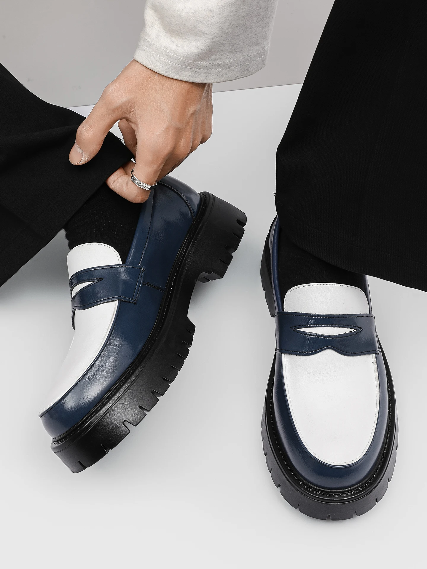 

Men's Slip-On Loers Busin Casual Color Blo oes Hairdrer Recommended Korean Sle Comfortable Leather oes