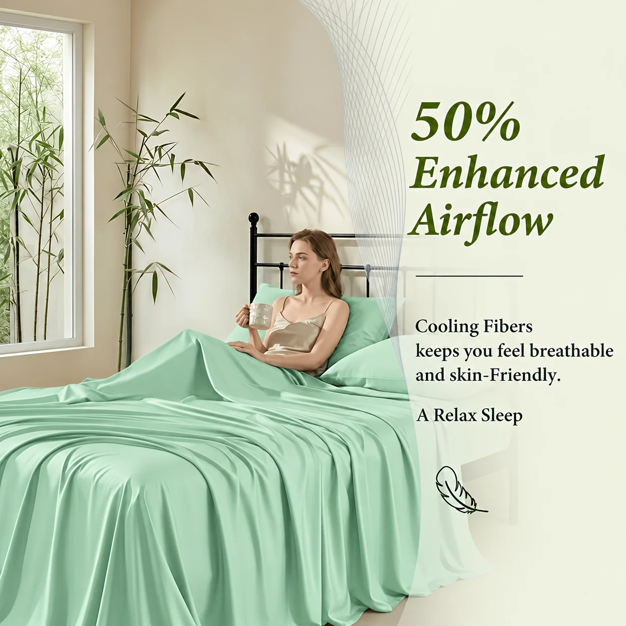 Premium Bamboo Sheet Set 3/4 Pcs Twin Full Queen King Size Ultra Soft Breathable Hotel Style Bedding 16 Inch Deep Pocket Fitted Sheet Wrinkle Resistant Machine Washable