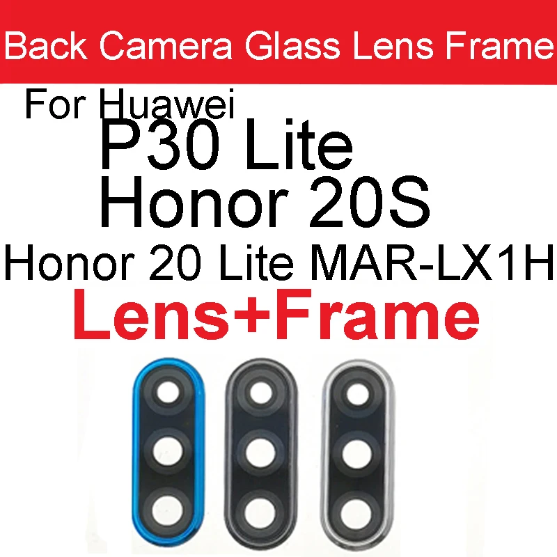 Rear Camera Glass For Huawei P30 Lite Back Lens Glass+Camera Frame Cover For Honor 20S 20 Lite RU MAR-LX1H Camera Lens Parts