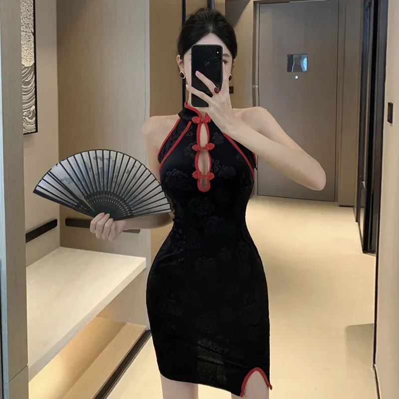 

Винтажное китайское традиционное Ципао Cheongsam, сексуальное мини-тонкое китайское платье с разрезом, костюм для косплея, классический воротник-стойка, Vestidos