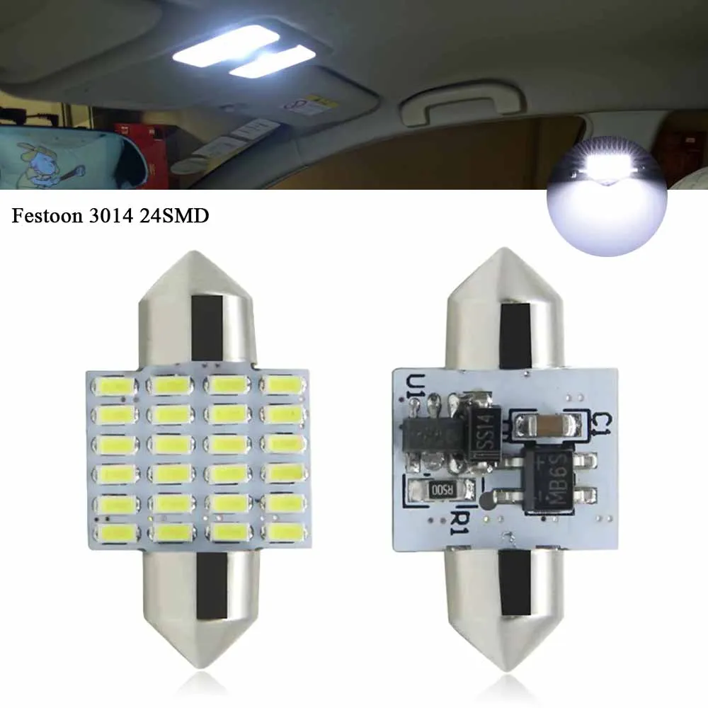 

YSY 100pcs festoon 24smd 3014 led reading light 31mm Car LED Festoon LED c5w Light Automobile Bulbs Lamp