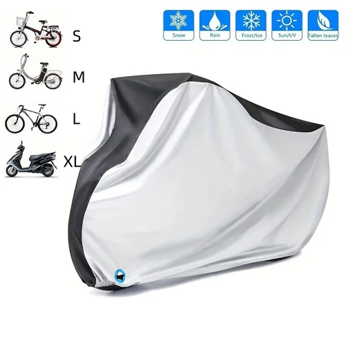 Imagen 1 del producto Cubierta impermeable para bicicleta eléctrica, cubierta a prueba de polvo para protección Anti-UV para bicicleta, cubierta para lluvia al aire libre, tamaño S-XL con orificio de bloqueo