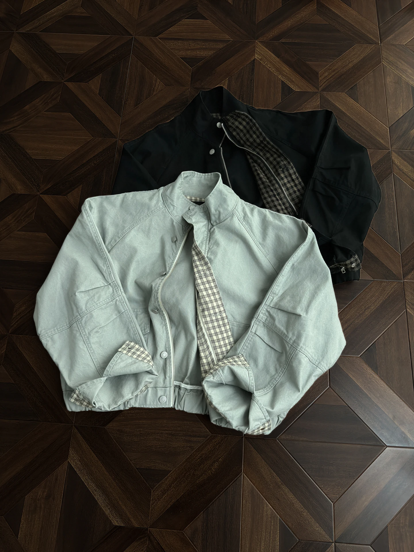 

Мужская куртка-харрингтон из плотной ткани в клетку, весна-осень, с воротником-стойкой, повседневная, на молнии, удлиненная, Cleanfit