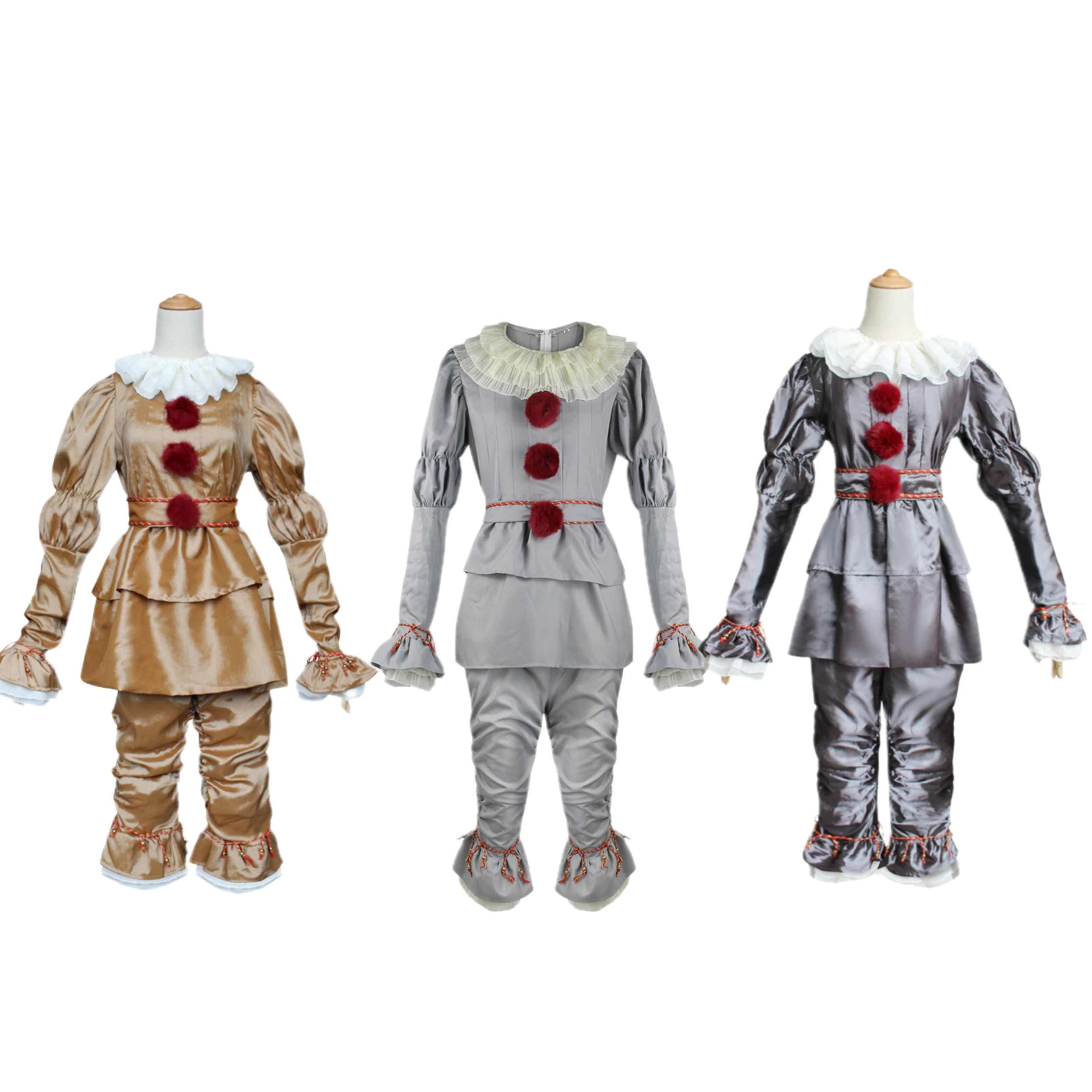 Cosplay Kostüm Clown Pennywise Anzug Film Stephen King It Joker Kostüm Golden Silber Halloween Outfit