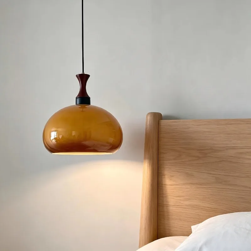Pendant Chandelier Bedroom Japanese Wabi-Sabi Style Study Vintage Retro Chandelier High Ceiling Restaurant Bar Glass Lamp