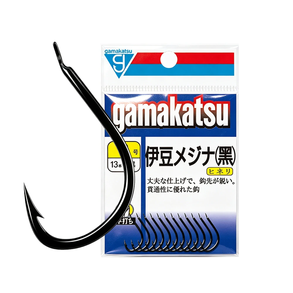 Gamakatsu Fishing Hooks Black Barbed Flat Forged High Carbon Steel Offset Hook For Crucian Carp Catfish Black Bream Rock Fishing
