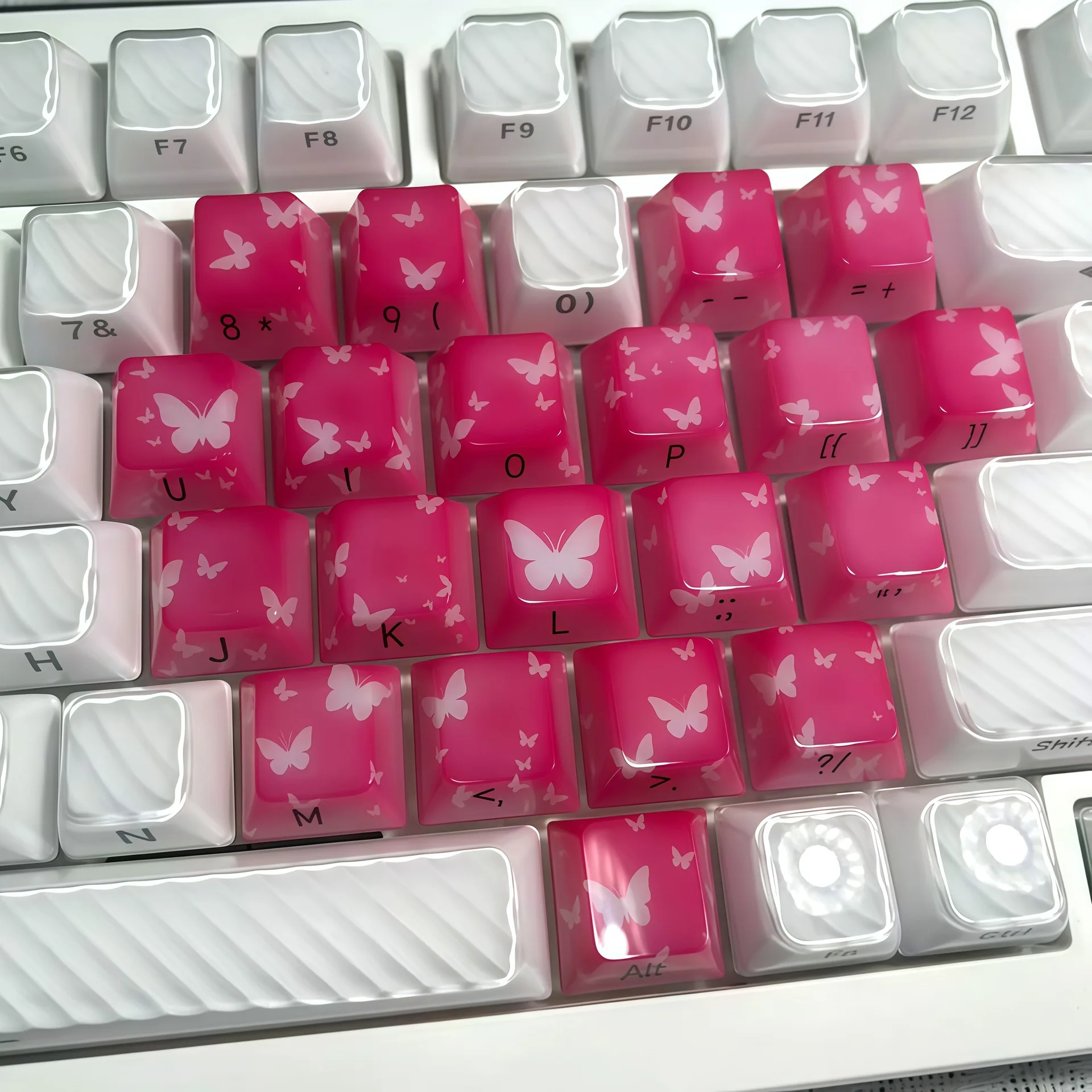 Purple Heart Side Engraved Keycap Hot Sublimation Process PBT Material 21 Key Customization