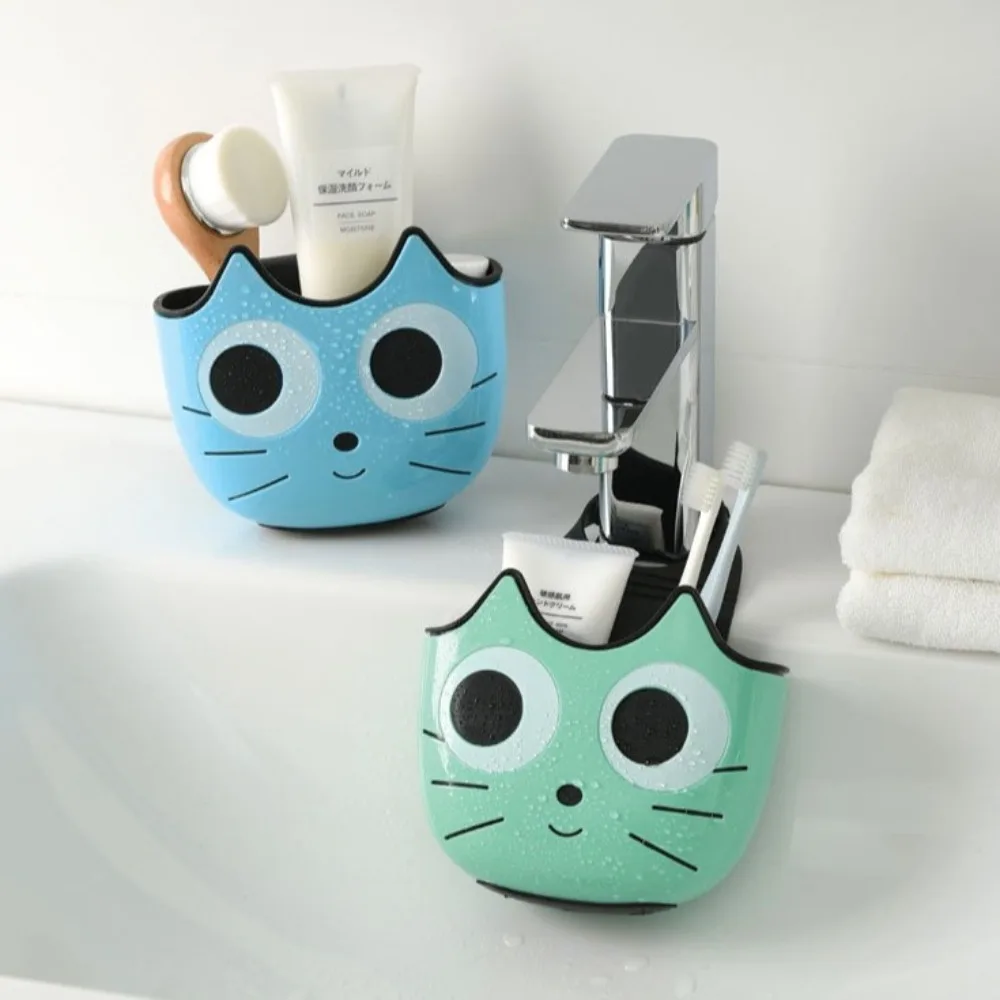 Ajustable Sink Drainage Bag Organzier Bag Cartoon Cat Faucet Drainage Rack Kitchen Storage Storage Basket Kitchen Hanging Basket