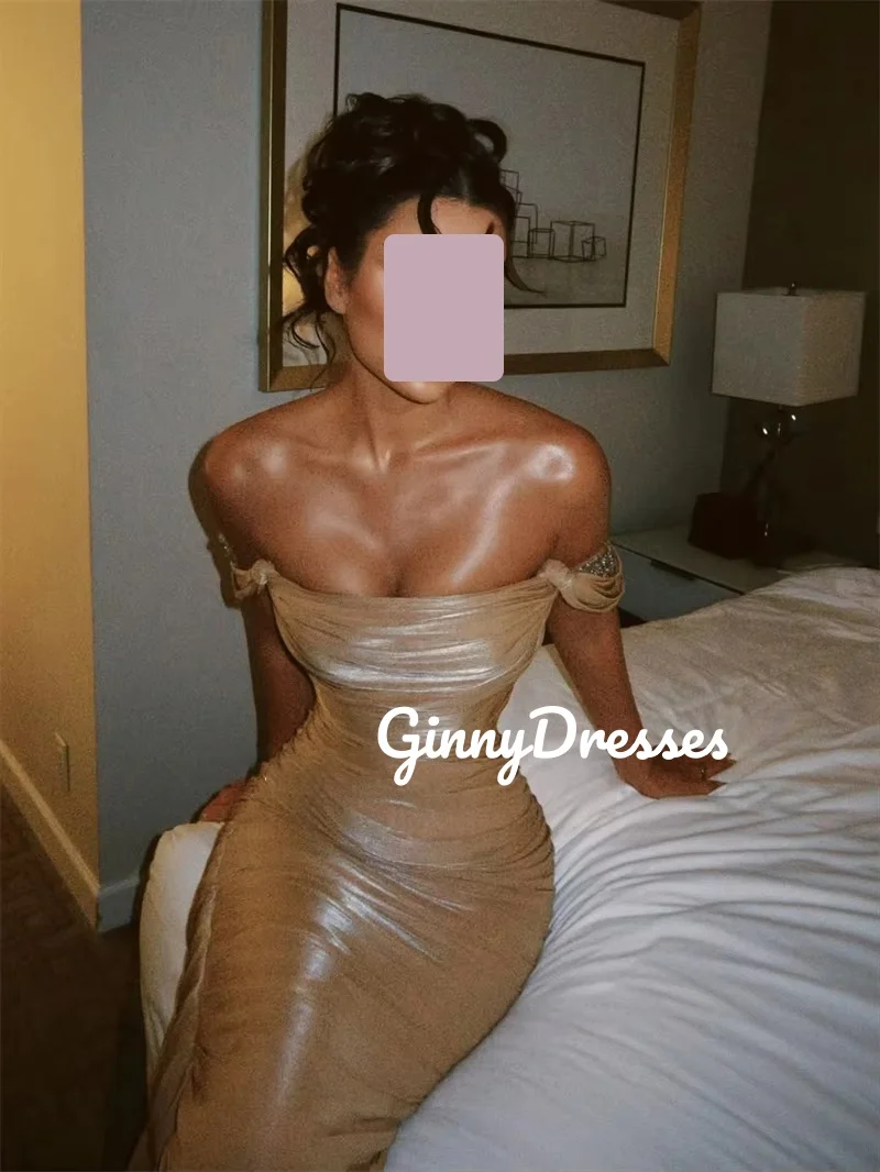 فساتين الحفلات مخصصة خارج الكتف سبليت زيبر حتى فساتين السهرة الفاخرة بلا أكمام فساتين غمد للمناسبات الخاصة #5