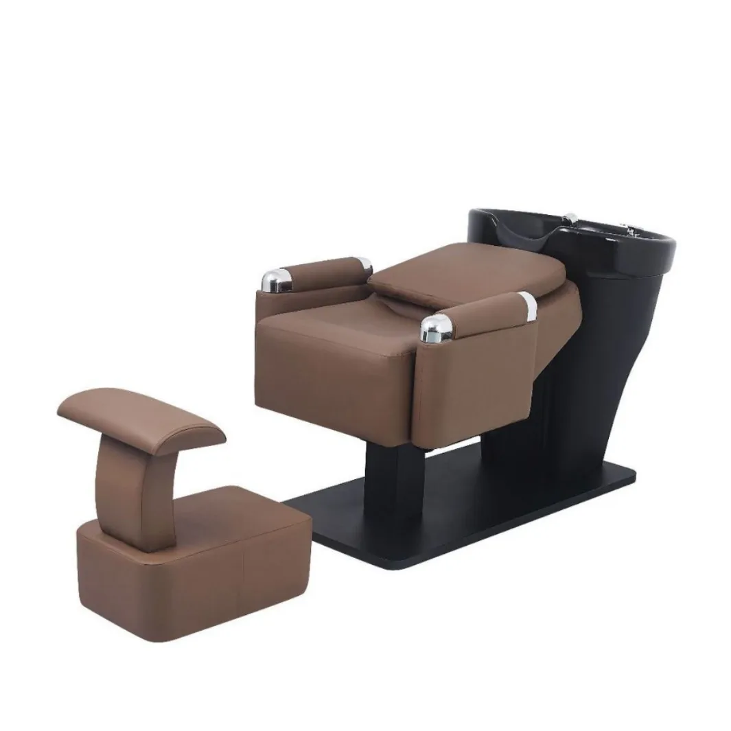 Semi-reclining hair wash bed for hair salons, dedicated flush beds, massage  barbershop ceramic basins, and shampoo