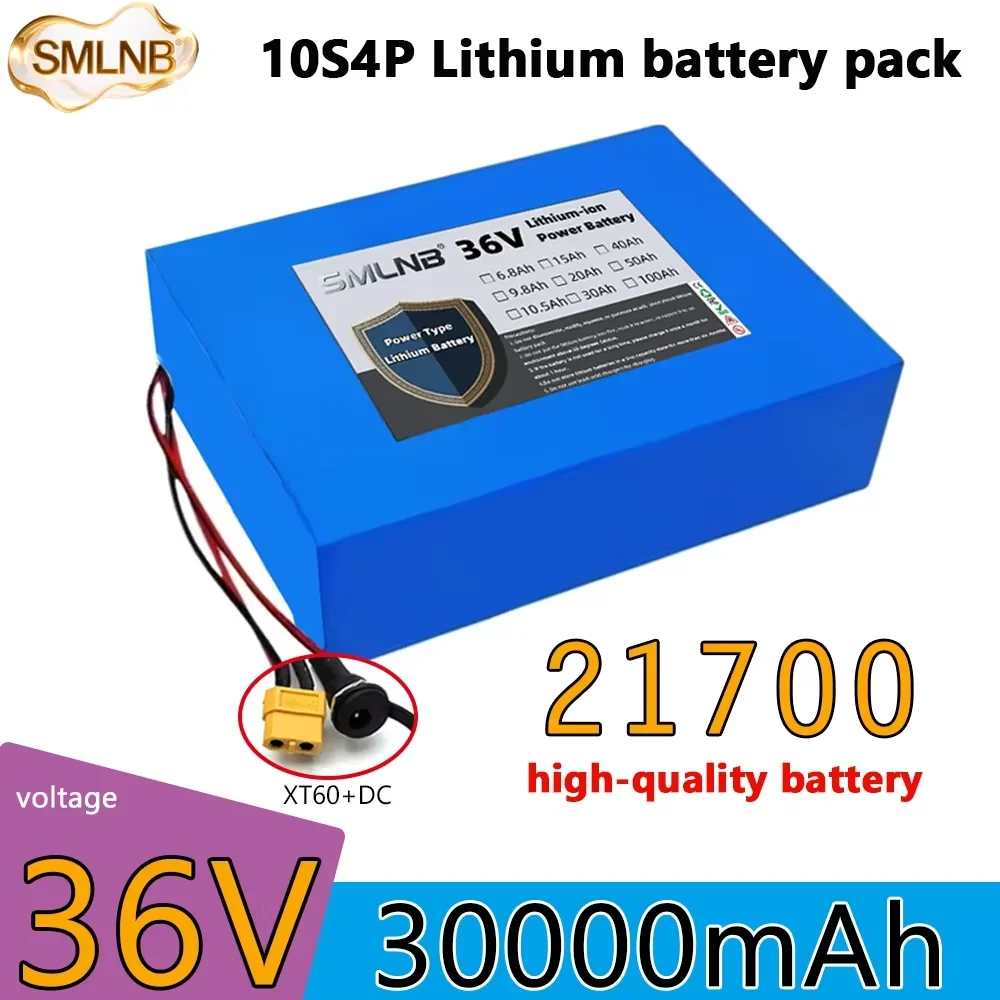 Eingebauter BMS 36V 10S6P Li-Ionen-Akku 30000mAh. Geeignet für Fahrräder, Rollstühle, Outdoor-Motorräder. 21700 Akku.