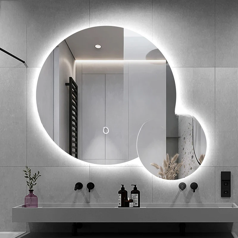 Clear No Fog Bathroom Mirror Led Light And Bluetooth Aesthetic Double Bathroom Mirror Modern Custom Espejo Pared Indoor Supplies