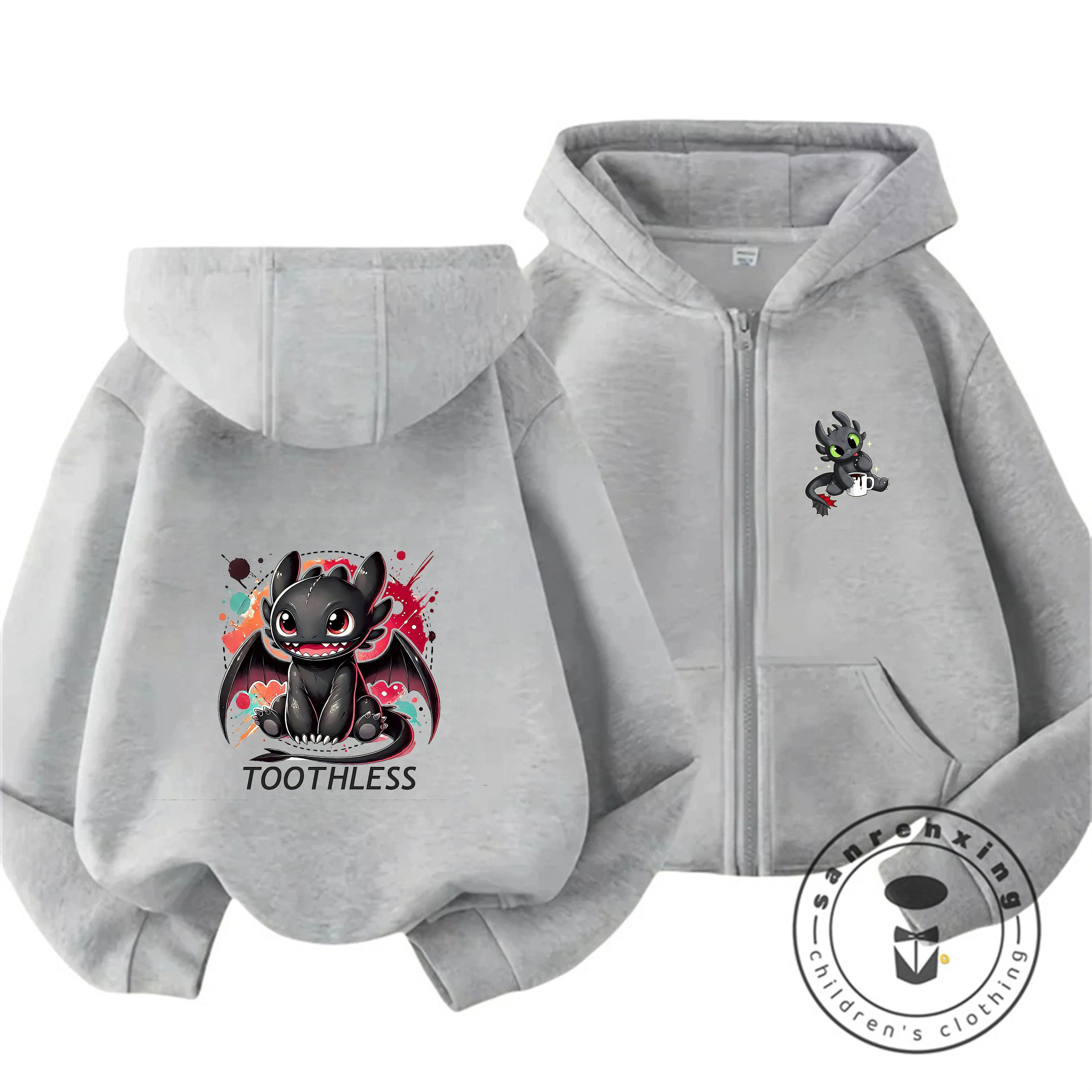 

Kawaii Cartoon Toothless Hoodie New 3-14Y Boys Girls Autumn Winter Cute Zipper Popular Trendy Kids