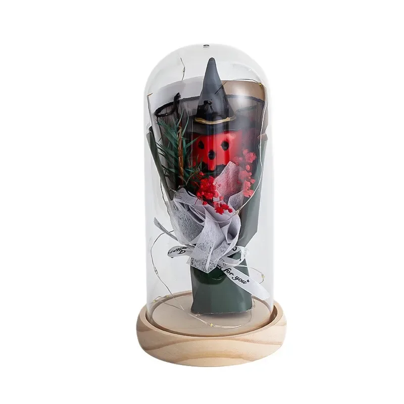 

Halloween Christmas gift glass cover with lamp pumpkin bouquet festive atmosphere night light tabletop ornament