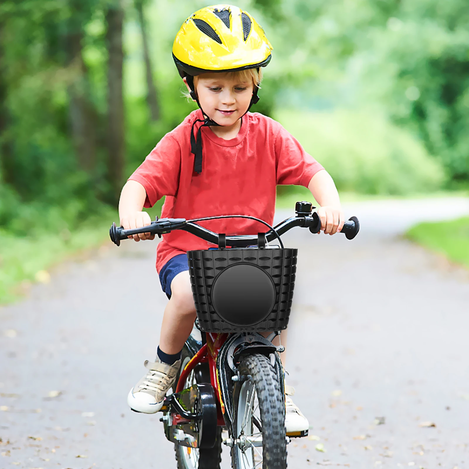 

Bicycle Basket Black Wicker Storage Baskets Front Kids Cart Durable Plastic Water Resistant Scratch Proof Easy Install Bike