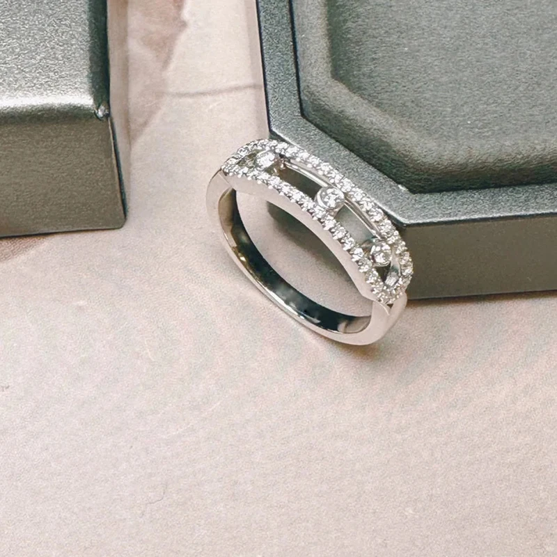 

2025 Hot Sale S925 Silver Classic MOVE Sliding Ring Women's Fashion Simple Luxury Jewelry Wedding Party Valentine's Day Gift
