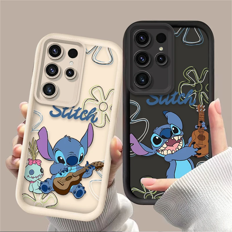 Чехол Disney Guitar Stitch для Samsung Galaxy S24 S23 S25 Ultra S22 S21 Plus FE A56 A36 A26 A16 A06 A15 A25 A35 A55 5G Back Cover
