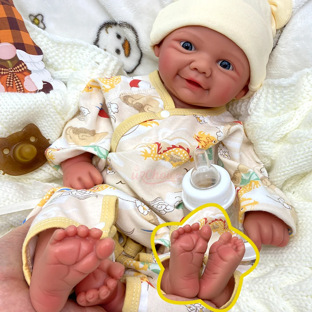 17" Full Silicone Reborn Baby Doll Adorable Smile Reborn Bebe Girl/Boy 3D Painted Skin Newborn Doll Collectible Limited Edition