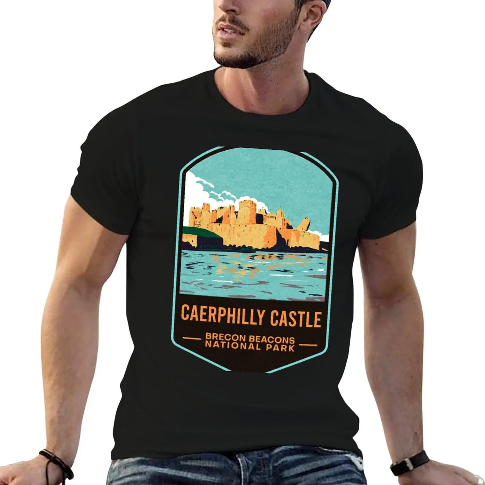 

Caerphilly Castle Brecon Beacons National Park T-Shirt t shirts for man graphic funny man t shirts for men casual T-Shirt