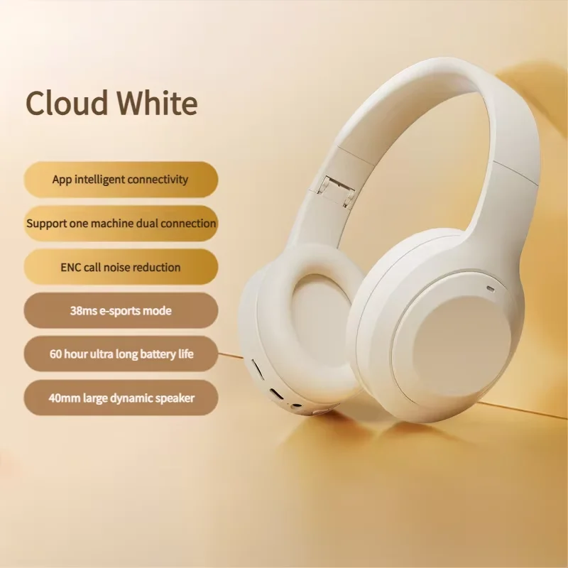 Auriculares inalámbricos HiFi Bluetooth 5,3, auriculares estéreo de graves profundos, micrófono ENC de 15 minutos de carga rápida para juegos al aire libre