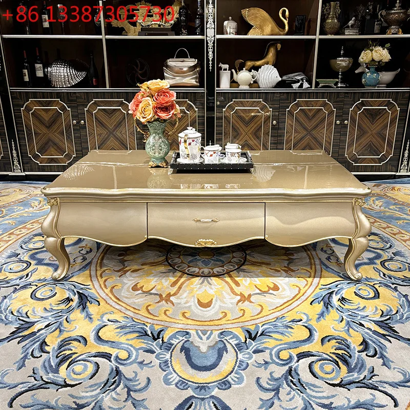 

Французский журнальный столик из цельного дерева, европейский чайный столик с выдвижными ящиками, прямоугольный чайный столик