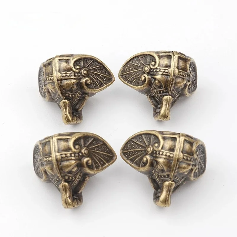 4PCS Antique Elephant Vintage Bronze Jewelry Chest Box Wooden Case Decorative Protection Feet Leg Plastic Material decoration
