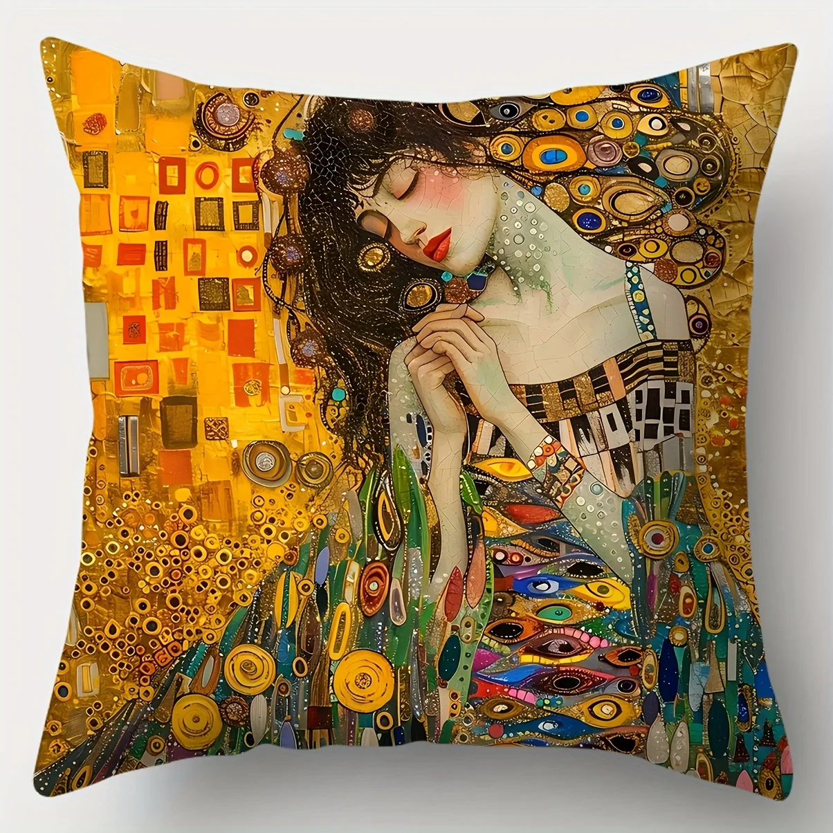 VIKAMA Klimt Art Style Throw Pillow Set, Double-sided Printed Zippered Closed Cushion Cover, Home Decor for Living Room Sofa