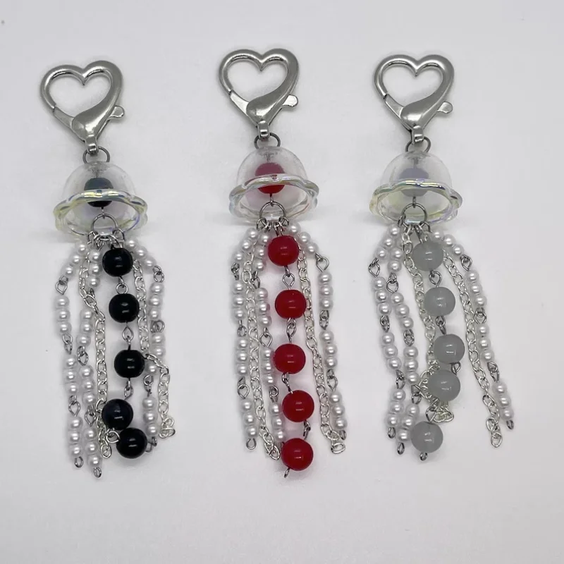 Cute beaded jellyfish keychain/handmade keyring/The most beautiful gift given to her