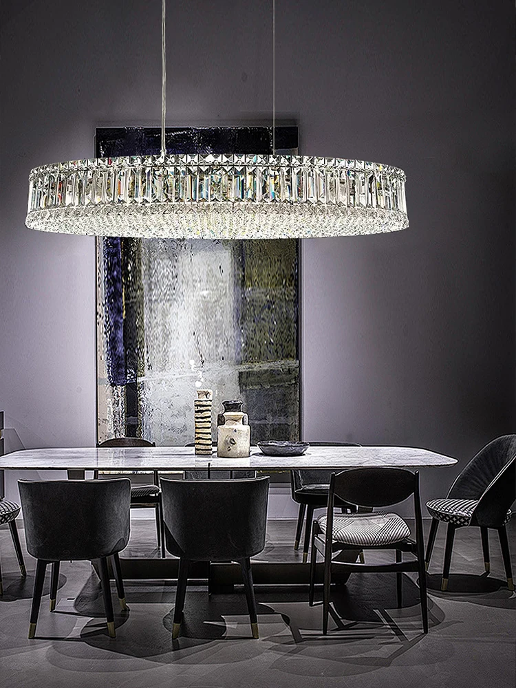 Luxury Crystal Long Ceiling Chandeliers LED Lighting Fixture Hanging Lamp Modern Designer Restaurant Decor Lustre Dining Room