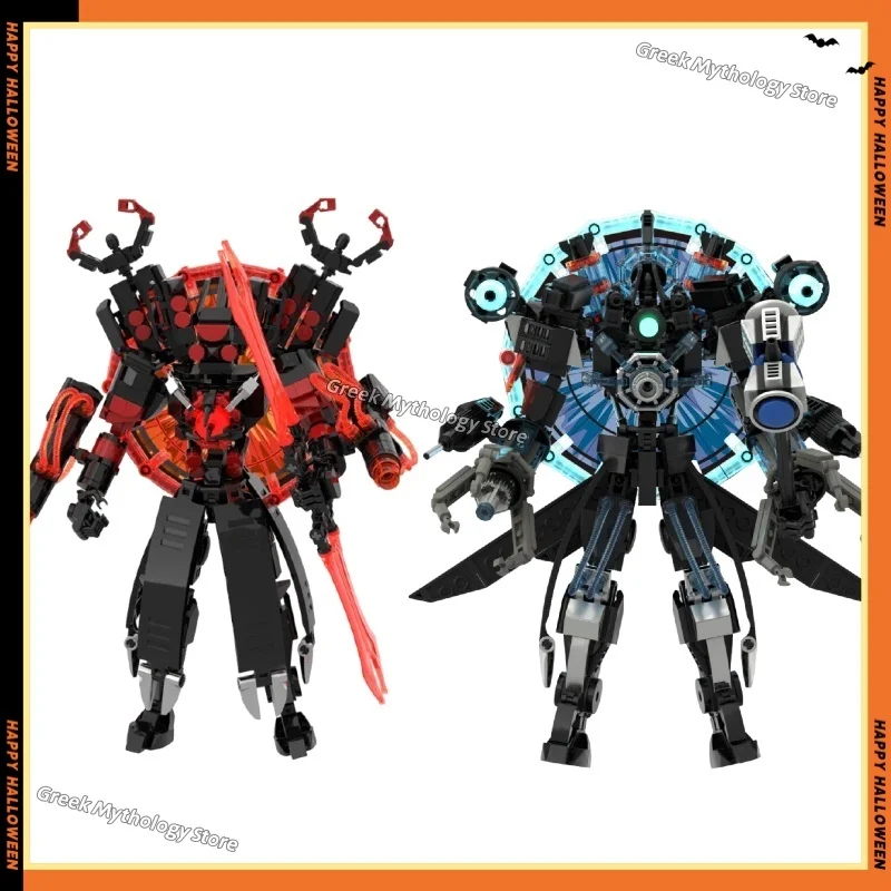 新しいタイタン・スキビディ・トイレ-組み立てブロックモデルおもちゃ-ダブルナイフ-タイタンサウンドオーナメントコレクション-組み立てブロックモデル-子供向けギフト