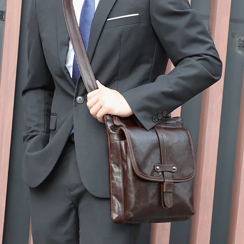 European Retro Genuine Leather Crossbody Bag, Top Grain Leather Large Capacity Lightweight Waterproof 11