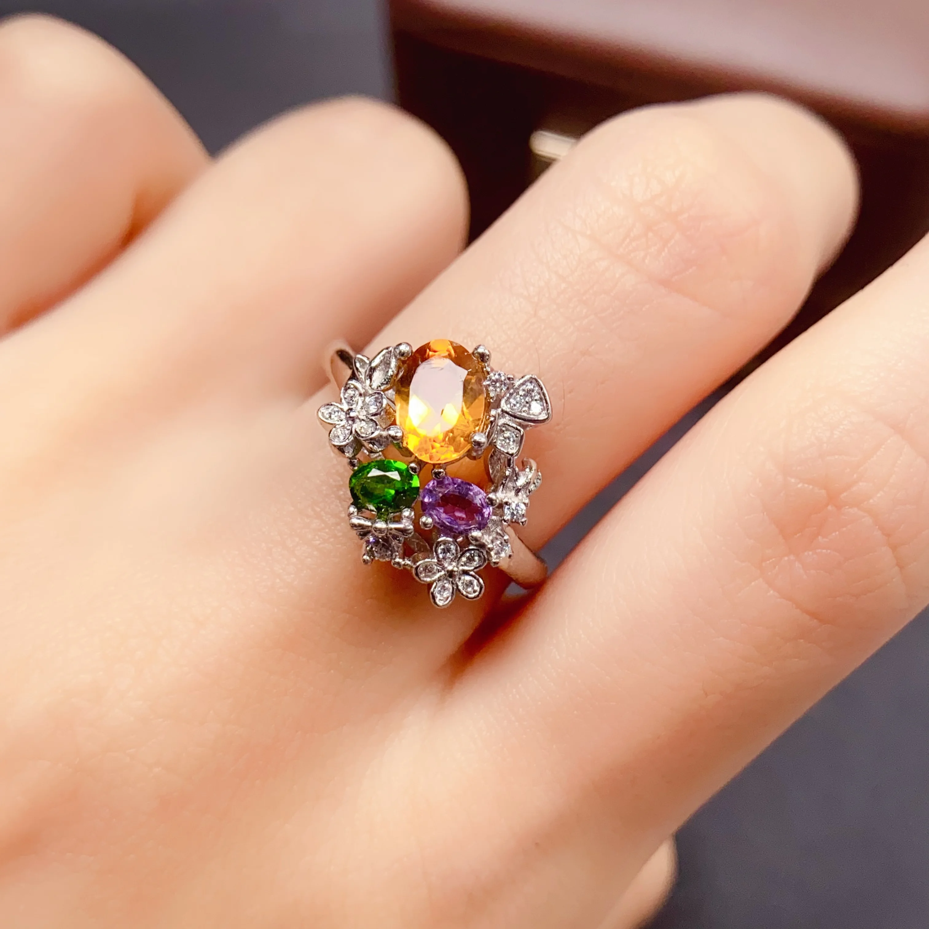 Natural Citrine Ring S925 Sterling Silver Certificate Design Fine Fashion Charm Weddings Jewelry for Women FS