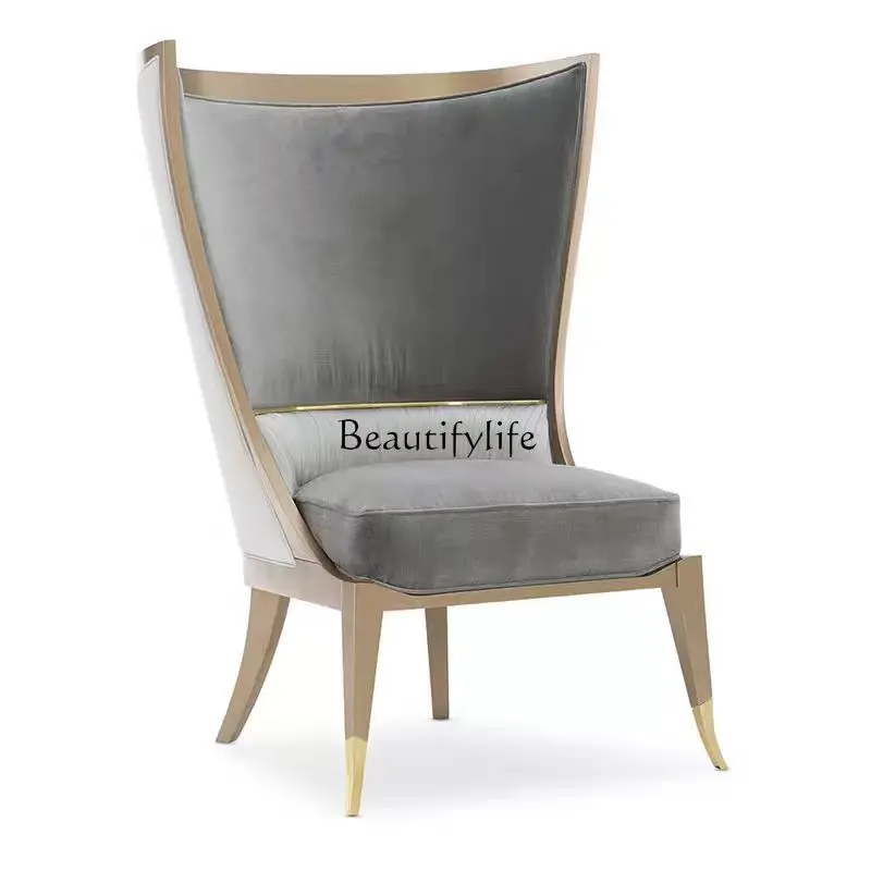 

American light luxury decorative chair fabric sofa chair all solid wood