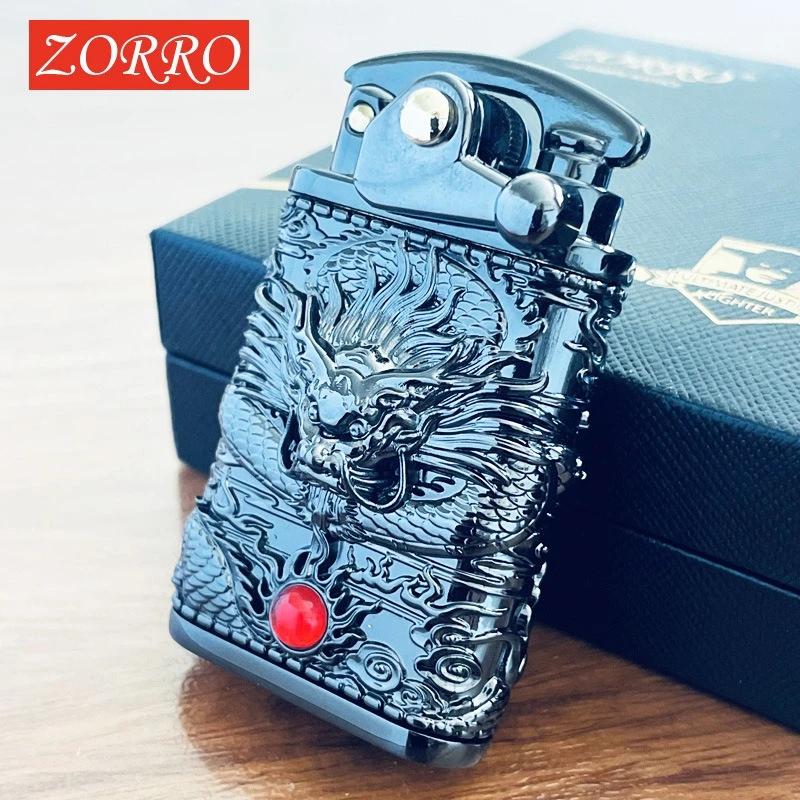 2026 New Zorro Kerosiene Lighter, Fortune-turning Auspicious Cloud Embossed Personalized Creative Rocker Lighter