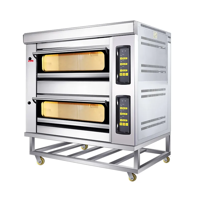 Bakery equipment microcomputer gas baking bread 2 deck 4 trays oven commercial bread oven with steam