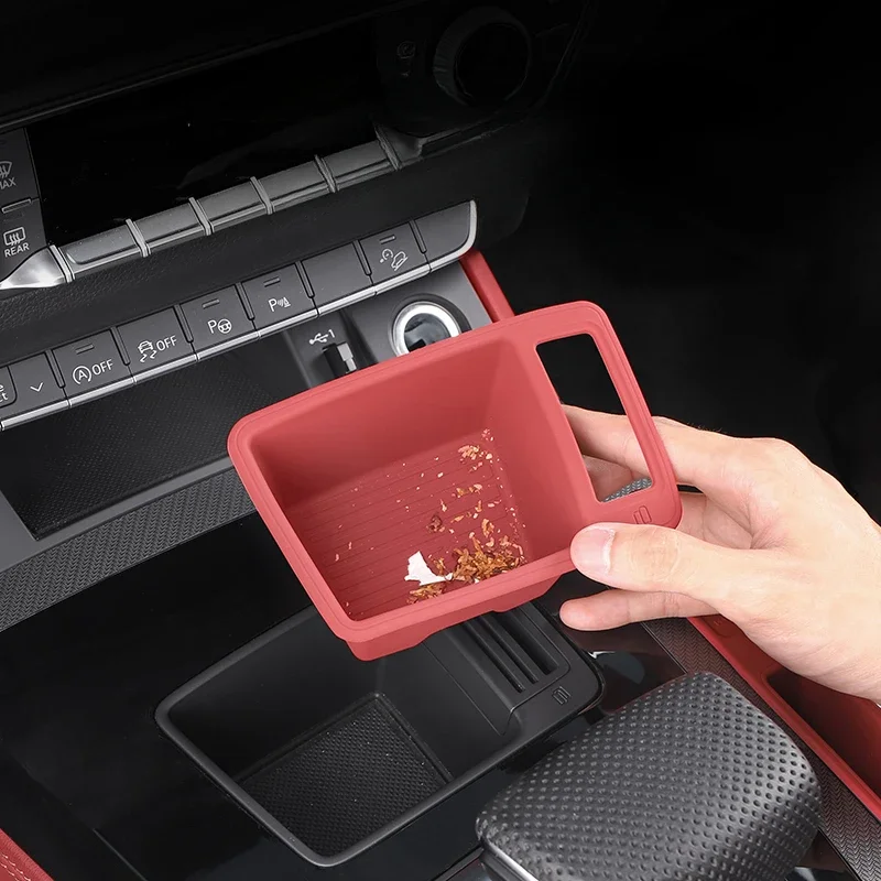 For Audi Q5L/Q5Lsportback 2018-2024  Car Central Control Storage Box Armrest Box Water Cup Cover Silicone Pad Car Accessories