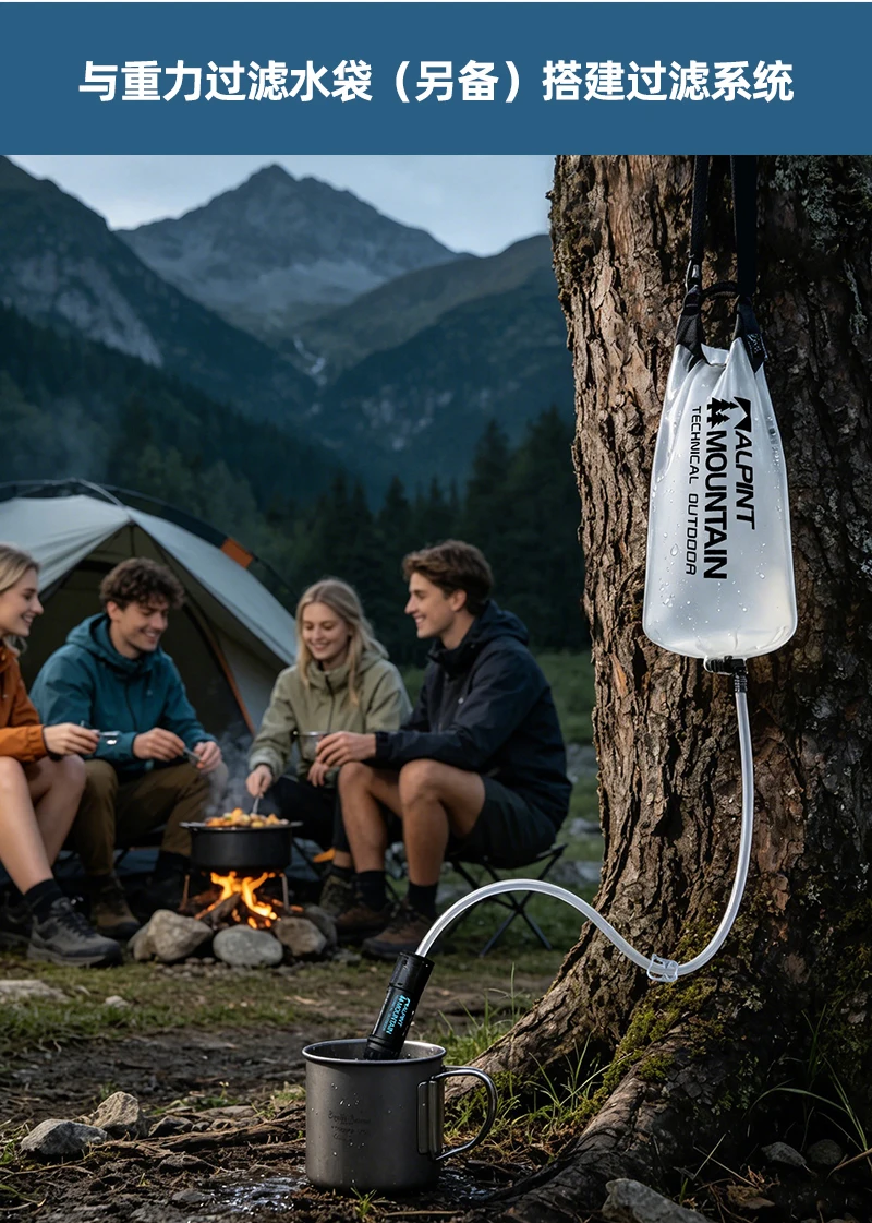 Persönlicher Wasserfilter für Wandern, Camping, Reisen und Notfallvorsorge Überlebens-Wasserfiltrationsstrohhalme Leichtgewichtig Tragbar – Detail 12