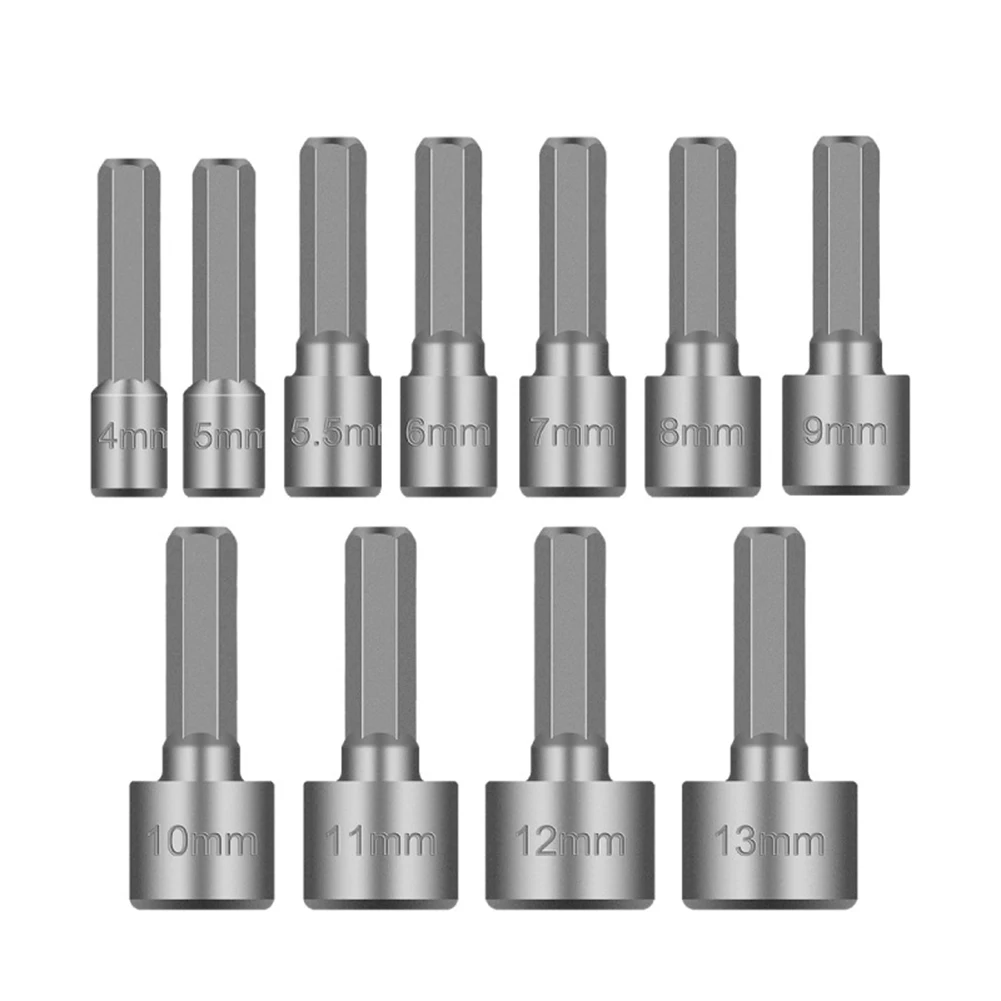 

413mm Hex Socket Nut Driver Set for Household DIY Use 10/11 Piece Set Compatible with Pneumatic and Electric Tools