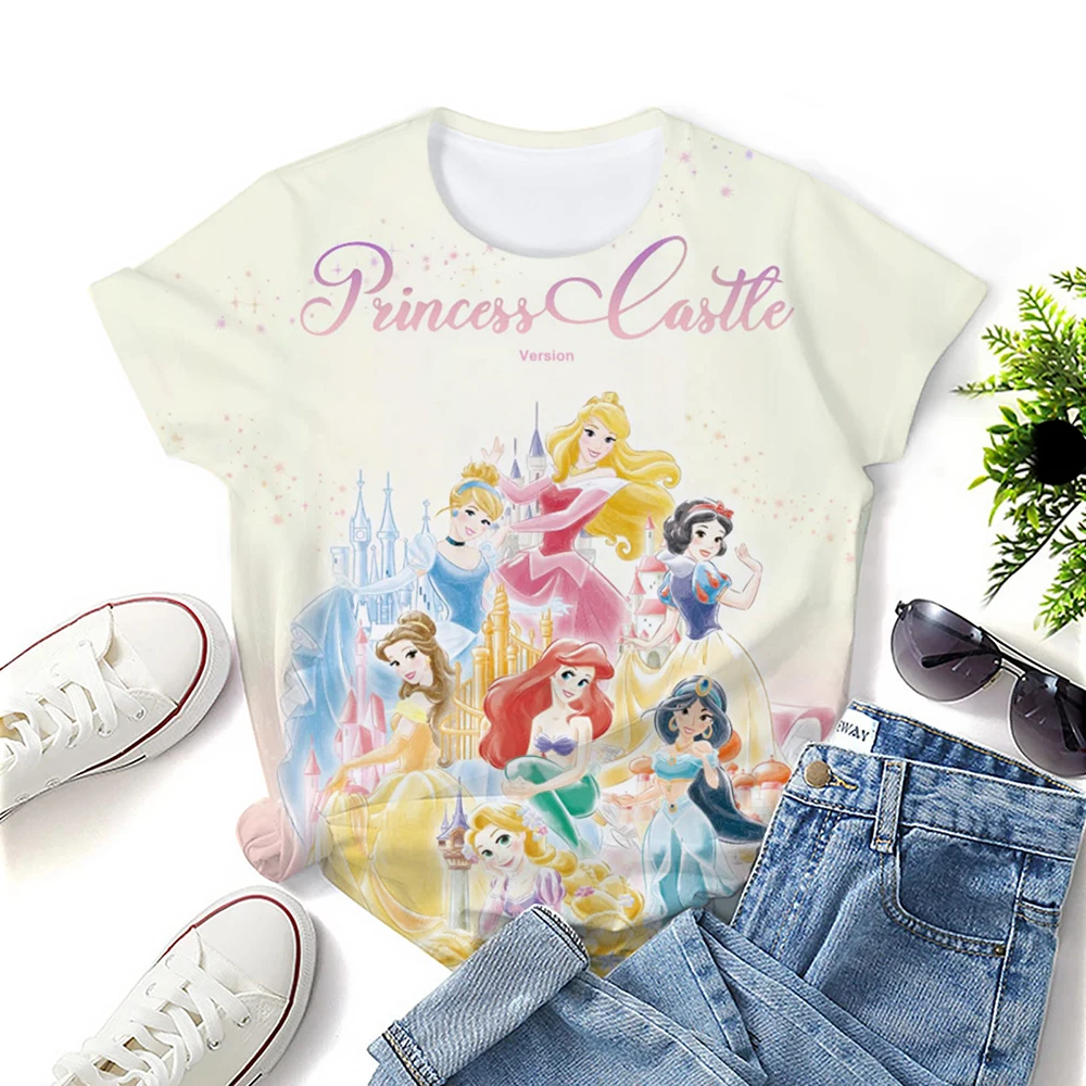 Punk Tattoo Prinzessin Elsa Anna Bedrucktes T-Shirt Cartoon Sommer Street Style T-Shirt Lustiges lässiges Damen O-Ausschnitt Loses T-Shirt