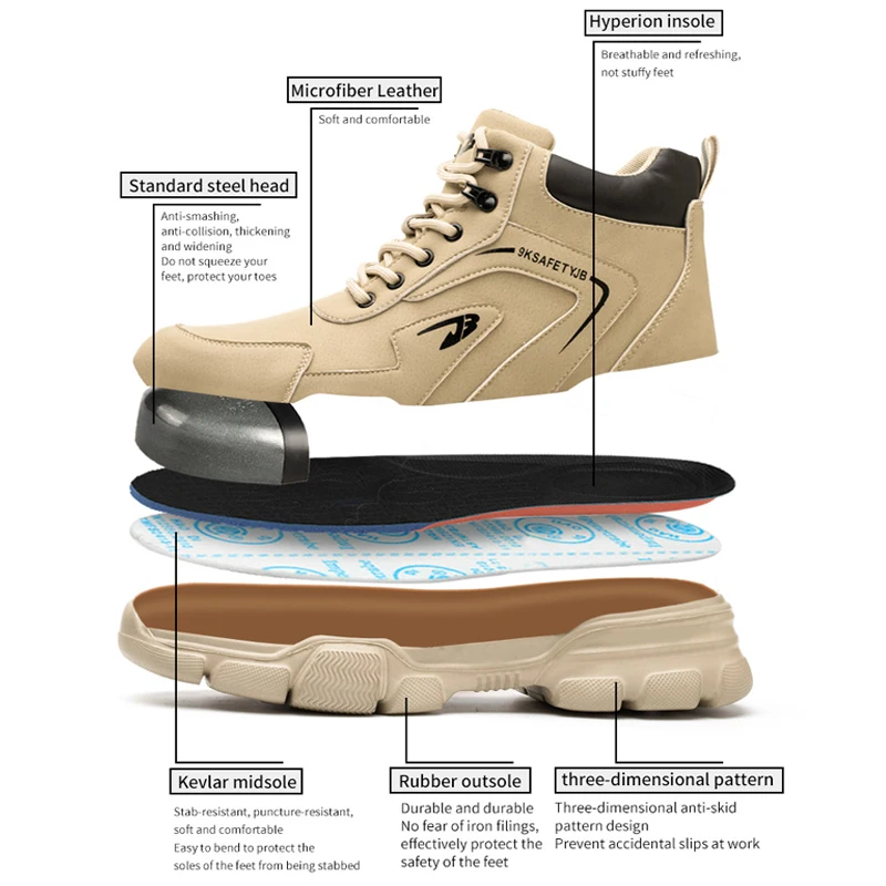 Zapatos de seguridad para hombre, zapatillas de trabajo antigolpes y ANTIPERFORACIONES, con punta de acero, botas ligeras y cómodas, indestructibles