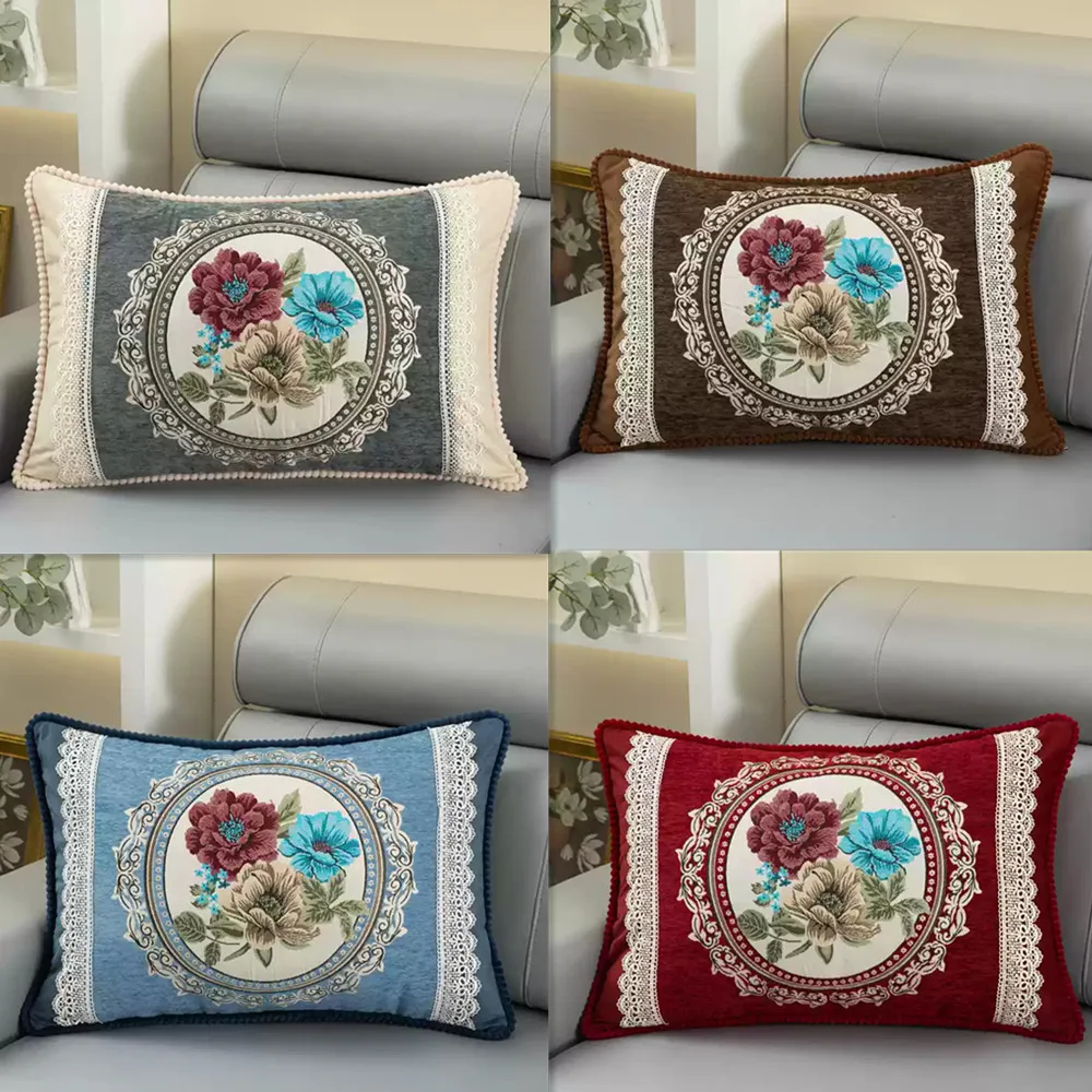 Soft Chenille Jacquard Nap Back Pillow Bedside Sleeping Pillow Core Living Room Sofa Cushions Luxury Neck Support Throw Pillow