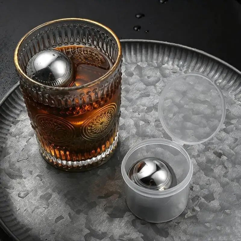 38/55MM Reusable Round Stainless Steel Ice Cubes Cooling Metal Ice Balls Set Wine Beer Cooler Stones Party Bar Tool Accessories