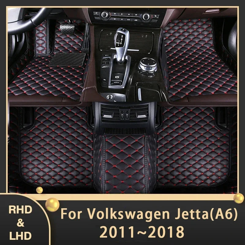 Alfombrillas de coche para VW Volkswagen Jetta Vento Pyeonghwa A6 1B 2011 ~ 2018, almohadillas de pie personalizadas para coche, alfombra de cuero, accesorios interiores