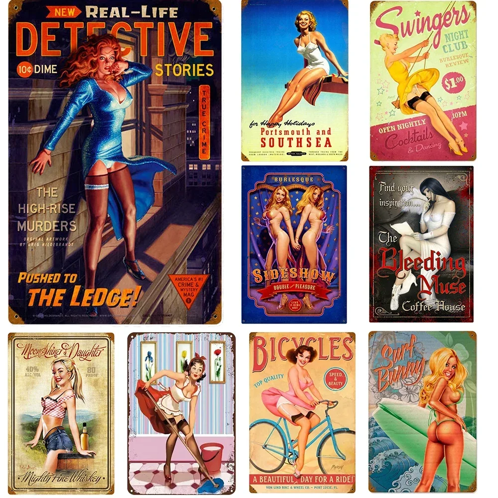 Insegne in metallo retrò insegne divertenti Vintage per ragazze Pin Up insegne in metallo decorazioni per Bar,Hotel,Home Lounge grandi insegne in